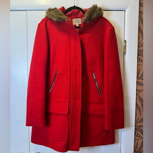 ASOS Hooded Chateau Parka Red Women’s Size 12 - Picture 1 of 5